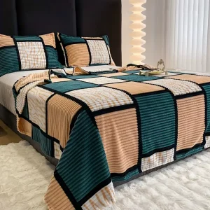 Plaid Stripe Pattern Blanket Soft and Cozy Plush Blanket for Travel Sofa Bed and Home Decor