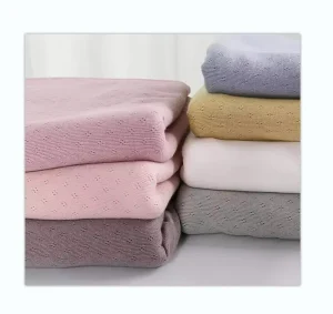 Plain Dyed 100% Organic Cotton Knitted Pointelle Rib Jacquard Fabric for Baby & Kids Garment Dress