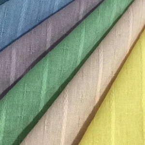 Plain Dyed Pure Cotton Jacquard Fabric Woven Cotton Stripe Jacquard Fabric for Clothing