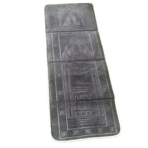 Plain Embossed Portable Pilgrimage Thick Prayer Mat Muslim Carpet Islam Foldable Prayer Mat with Backrest Prayer Mat Gift