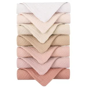 Plain Muslin Towels 100% Cotton Soft Baby Bath Towel suitable for Newborn Girls and Boys 4layers