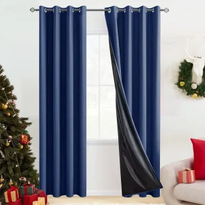 Plain Solid Polyester Curtains Blackout Thermal Soundproof Window Drapes for Bedroom Nursery