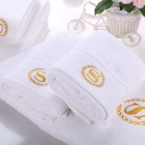Plain White 100% Cotton 500gsm 600gsm Face Hand Hotel Bath Towel With Embroidery