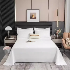 Plain White Cotton Hotel Bed Sheets Durable Washable Bedding for Hotel Use