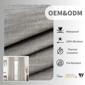 Plain Woven Blackout PA Coated Curtains Polyester Cotton Fabric Flame Retardant Waterproof Heat Insulation Anti Bacteria