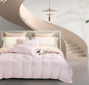 Plain coloured Printed Mugwort Fibre and Cotton Blend Bed Linen Set Antibacterial Anti mite Breathable and Soft Duvet Cover