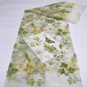 Plant Animal Series Positioning Print Bead Sequin Embroidery 100% Polyester Knitted Mesh Fabric Dress Performance Accessories