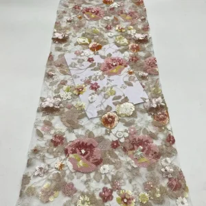 Plant Colorful Embroidery Sequined Embroidery High-End Cheongsam Dress Sequin Fabric