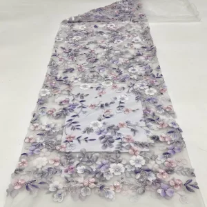 Plant Laser Printing+bead Embroidery+sequin Embroidery for Beautiful Women’s Dresses Qipao Dresses Bead Embroidery Fabric
