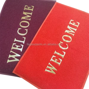 Plastic Outdoor Indoor Cushion Pvc Coil Welcome Entrance Front Door Mat Customized logo Doormat