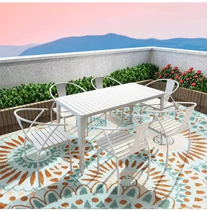 Plastic Woven Outdoor and Indoor Decoration Rug Reversible Waterproof Mat Picnic Camping Carpet