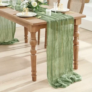Pleated Pattern Rustic Style Home Decor Pleated Fabric Table Scene Decoration Cheese Cloth Banner Table Runner for Party Wedding