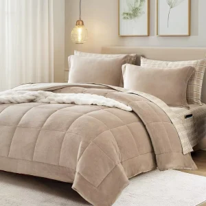 Plush Comforter Set 100% Polyester Flannel Velvet Comforter Sets 7 Pieces for Winter