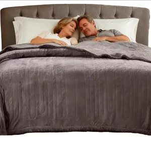 Plush Electric Blanket Dual Controls Auto Shut off Corded Grey 100Wx90L Winter Household Car Use
