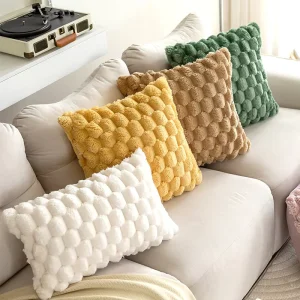Plush Fluffy Throw Pillow Covers Indoor Soft Faux Fur Wool Velvet Cushion Covers Turtle Back Texture Pillow Covers