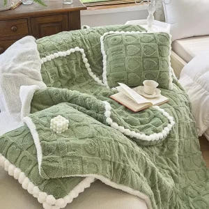 Plush Material Dual use Thickened 2 in 1 Pillow Quilt & Nap Blanket for Car & Office Autumn Winter
