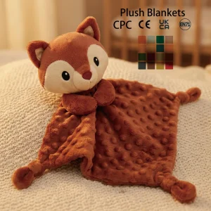 Plush Minky Dot Fox Lovey Baby Comforter Toddler Soothing Security Blanket Sensory Bedtime Kids Blanket