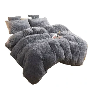 Plush Shaggy Duvet Cover Luxury Ultra Soft Crystal Velvet Bedding Set Zipper Closure