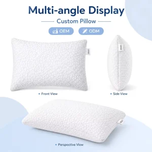 Plush Soft Shredded Memory Foam Pillow Low Loft Adjustable Fill Stomach Sleeper Breathable Bamboo Cover Bed Pillow