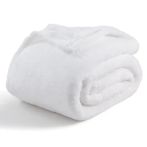 Plush Soft Thick Flannel Fleece Bed White Throw Blanket 100% Polyester Woven Solid Plain Custom Print Logo for Couch