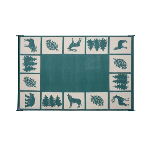 Plush PP Woven RV Outdoor Rug Reversible Mats Weatherproof Area Mat Carpet with Corner Loops for Patio Camping Travel Prayer