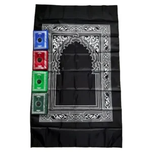 Pocket Prayer Mat Lightweight Travel Qibla Islamic Rug Portable Custom Logo Prayer Rug with Compass (MOQ 100 Pcs)