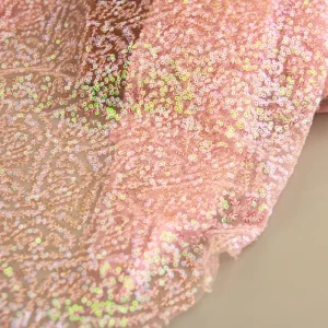 Polyester 200 GSM Iridescent Sequin Embroidered Mesh Fabric Non Stretch for Evening Dress Stage Costume Accessories