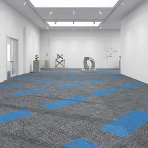 Polyester 50×50 Low Pile 6mm Square Carpet Tiles with PVC Backing PET Friendly Non Slip Stain Resistant for Commercial Use