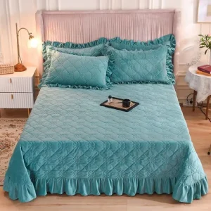 Polyester Bedspread Thickened Bed Sheet Bed Skirt 400TC Thread Count Anti Pilling Washable Home & Hotel Use