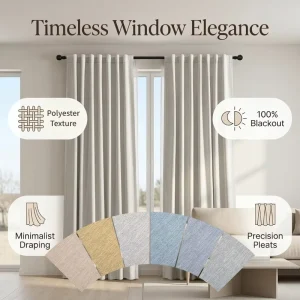Polyester Blackout Curtains Thermal Insulated Drapes Noise Reducing Window Panels for Bedroom Living Room Hotel