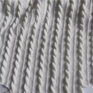 Polyester Cable Knit Jacquard Sweater Fabric
