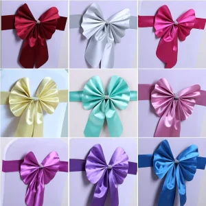 Polyester Chair Sashes Bowknot Band Chair Sash Decoration for Wedding Party