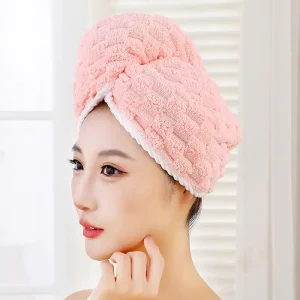 Polyester Coral Fleece Hair Drying Towel 25*65CM Shower Cap Hair Drying Cap Hat