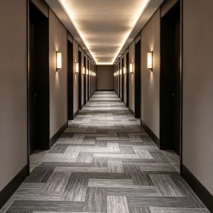 Polyester Corridor Broadloom Carpet Anti slip Custom Art Free Swatch Long Term Mass Hotel Bulk Supply