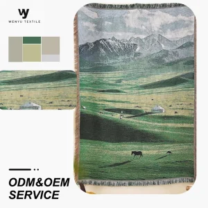 Polyester Cotton Blend Jacquard Woven Tapestry Wall Art Hanging Blanket