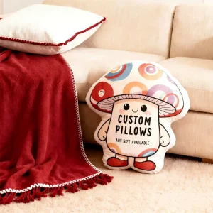 Polyester Cotton Sublimation Custom Mushroom Shape Personalized Throw Pillow Cushion Dot Print Design for Sofa Bed