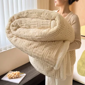 Polyester Double Thick Woven Solid Winter Raschel Blanket Anti Pilling Multi Functional Leisure Nap