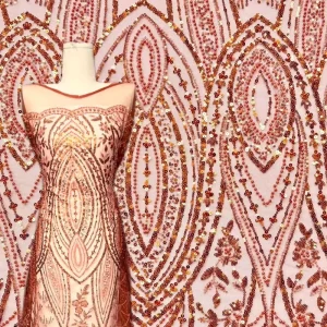Polyester Environmentally Friendly Luxury Embroidery Beaded Sequins Lace Embroidery Fabric Wedding Dress Materials