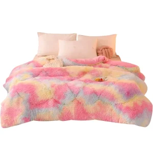 Polyester Faux Fur Fluffy Long Hair Quilts King Size Comforter Set