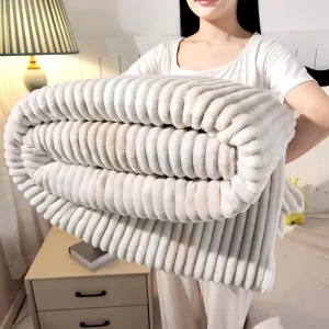 Polyester Faux Fur Plush Bed Sofa Fleece Throw Blanket extra Thick Oversize Pure Color Blanket for Gift