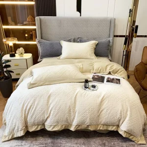Polyester Flannel Velvet Fleece Winter Warm Solid Queen King Size Bed Sheet Quilt Cover Duvet Cover Bedding Set