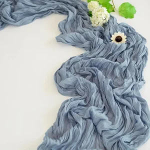 Polyester Gauze Wedding Cheesecloth Table Runner Dusty Blue Table Runners for Wedding Reception