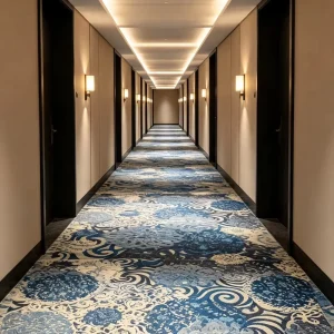 Polyester Hotel Corridor Carpet Custom Art Free Swatch Fire Resistant Long Term Hotel Trade Cooperation