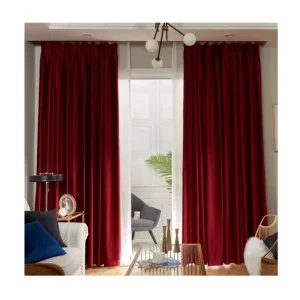 Polyester Interlock Home Textiles Fabric Red Curtains for the Living Room