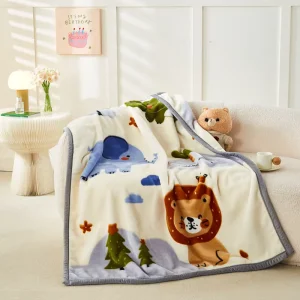 Polyester Kids Blanket Animal Cute Print Blanket Double Layer Raschel Mink Blanket