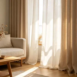 Polyester Linen Modern Flame Retardant Custom Shower Curtains Motorized Smart Remote Control Blackout for Hotel Use