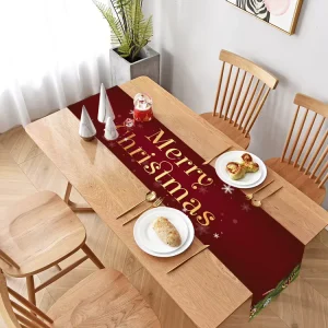 Polyester Linen Printed Table Runner Striped Pattern Festival Christmas Decorative Runner for Holidays