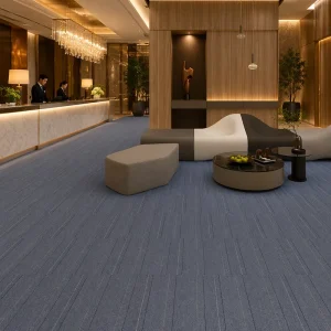 Polyester Loop Pile Carpet Tiles Eco friendly Cushioned Striped Home Office Hotel Non slip PVC Backing Modular Square Carpet