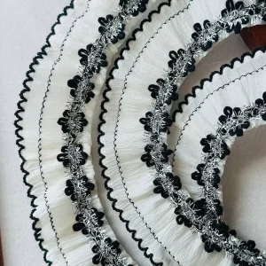 Polyester Mesh Lace Embroidered Ruffles Wedding Dress Accessories for Formal Wear