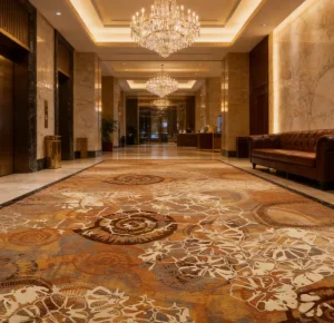 Polyester Nylon Hotel Carpet Medium Pile Fire Resistant BFL S1 Acoustic Custom Pattern Commercial Use Modern Design